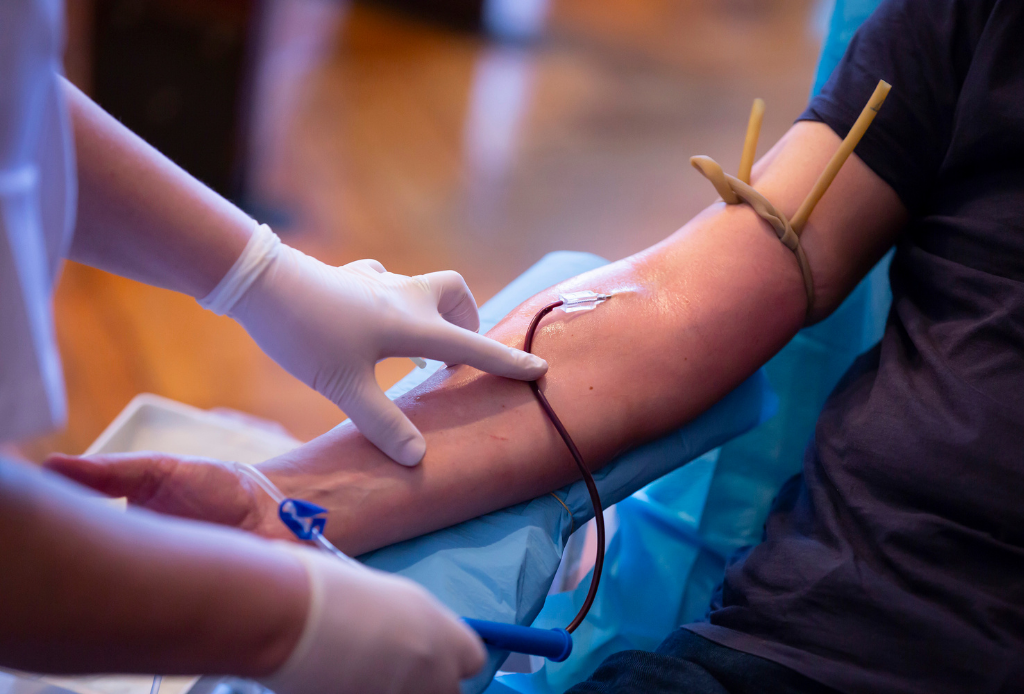 Blood donation hand.
