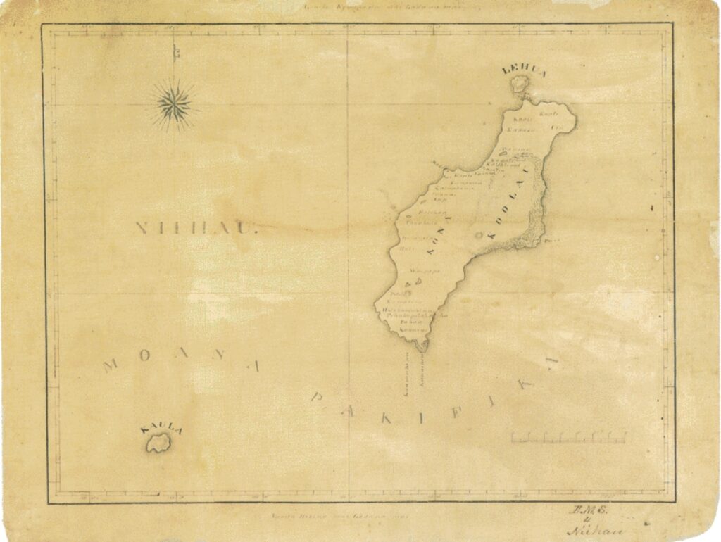 Map of Niihau, Ursula Emerson, 1833